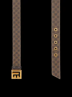 Mini Monogrammed Waxed Canvas Belt-Balmain New
