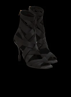 Moneta Leather And Elastic  sandals With Logo-Balmain Cheap