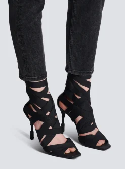 Moneta Leather And Elastic sandals With Logo-Balmain Cheap