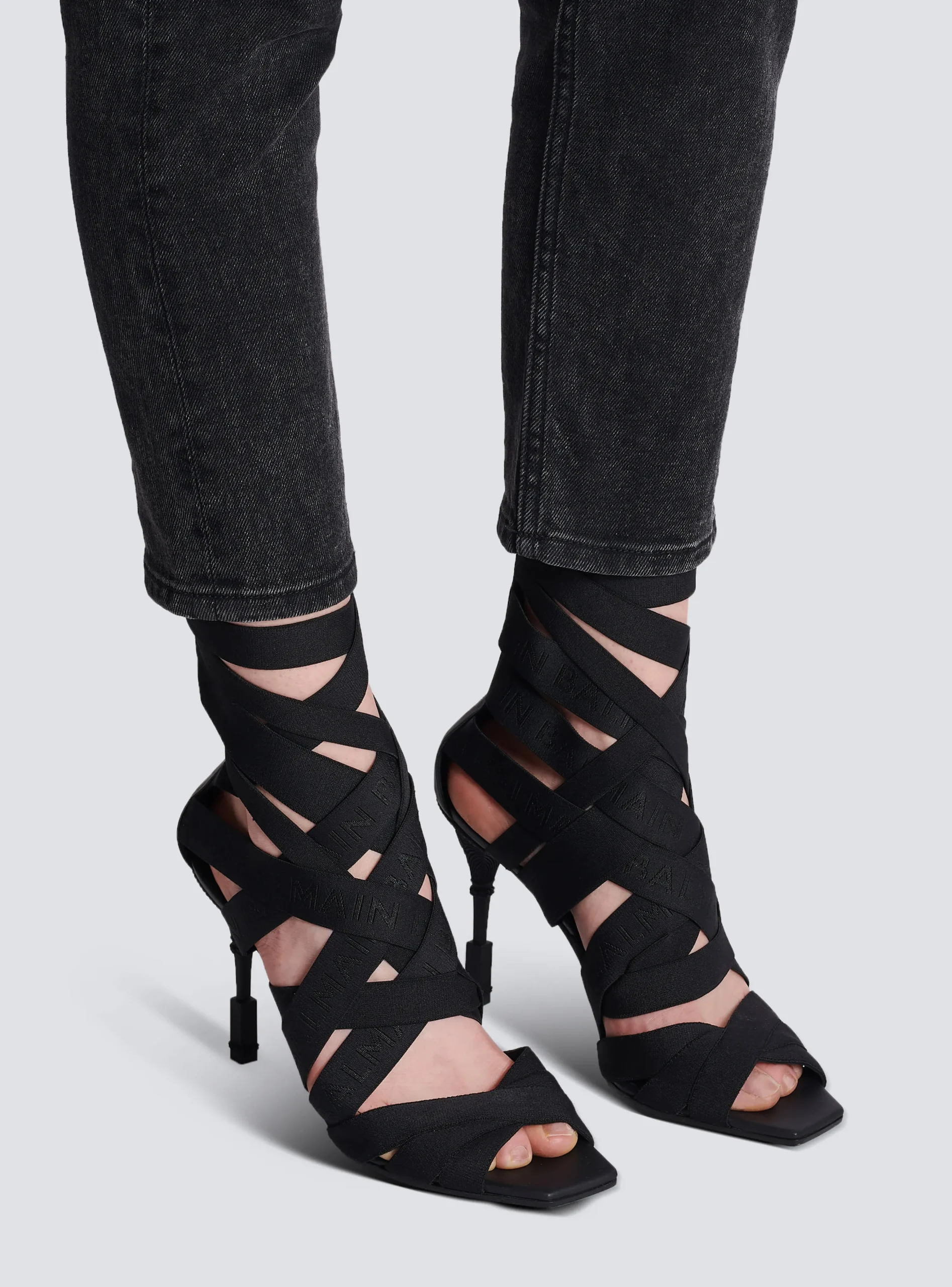 Moneta Leather And Elastic sandals With Logo-Balmain Cheap