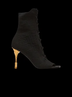 Moneta Monogram Knit Ankle Boots-Balmain Best Sale