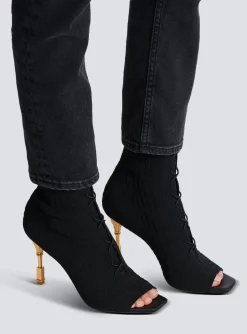 Moneta Monogram Knit Ankle Boots-Balmain Best Sale