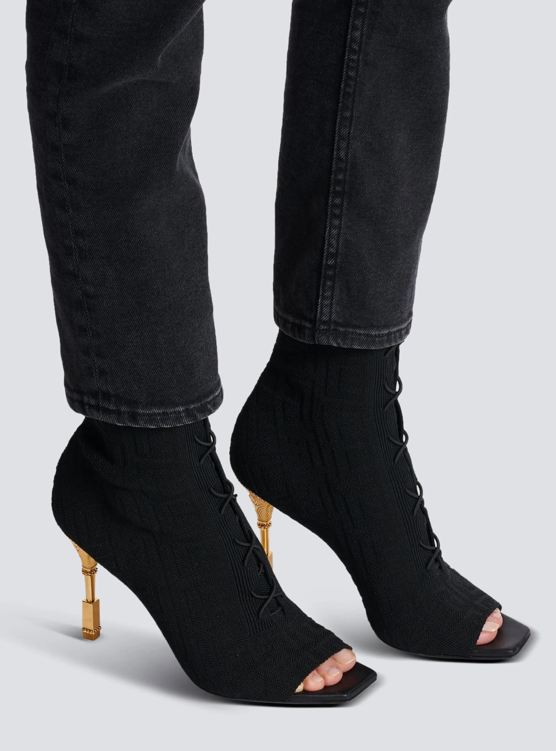 Moneta Monogram Knit Ankle Boots-Balmain Best Sale