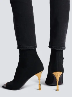 Moneta Monogram Knit Ankle Boots-Balmain Best Sale