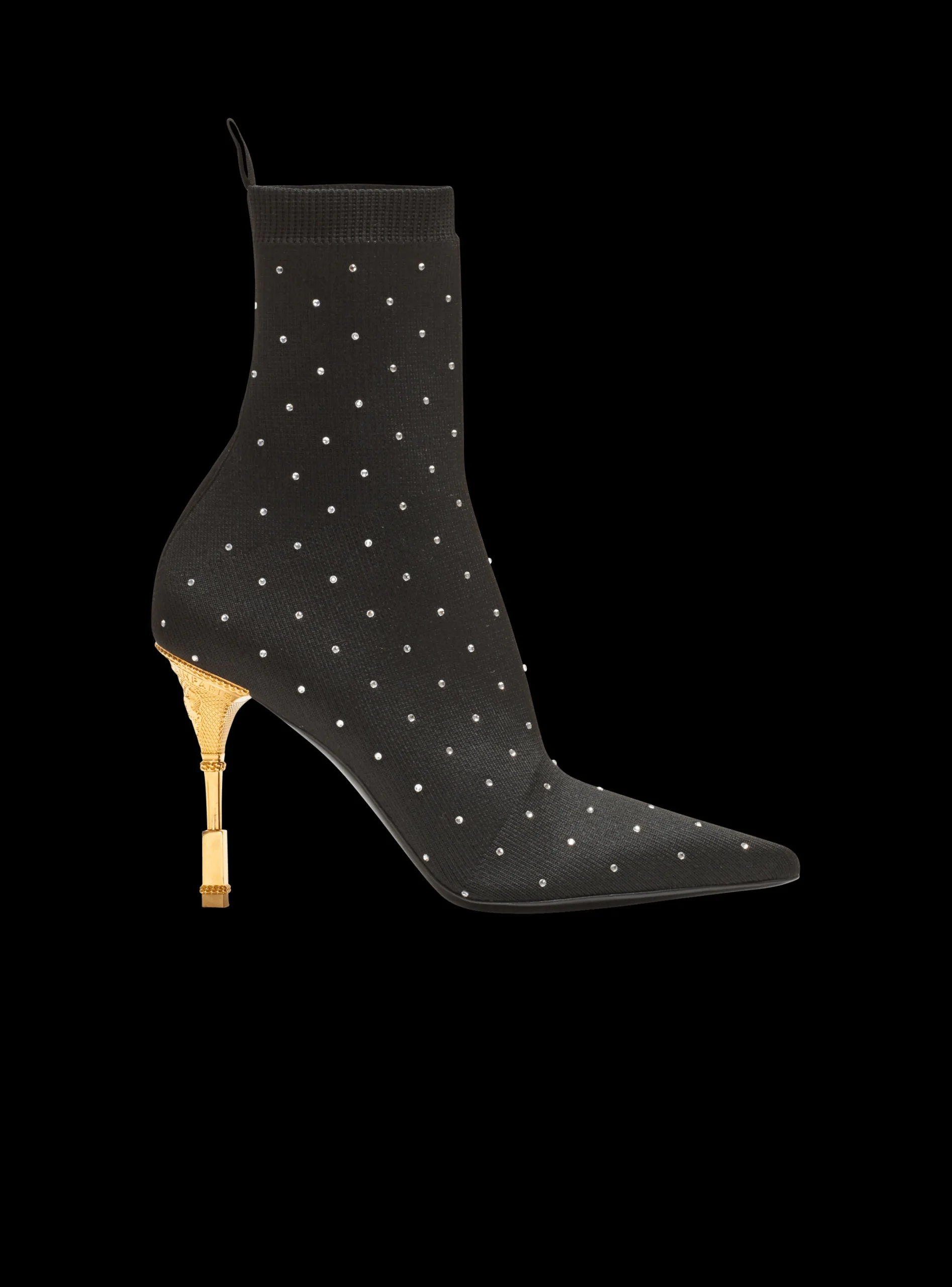 Moneta Rhinestoned Knit Ankle Boots-Balmain Discount