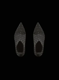 Moneta Rhinestoned Knit Ankle Boots-Balmain Discount