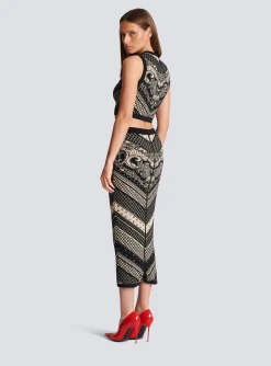 Monogram And Paisley Knit Tank Top-Balmain Outlet