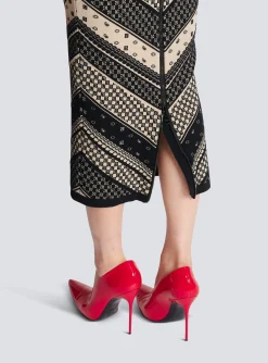 Monogram And Paisley Knit Skirt-Balmain Cheap