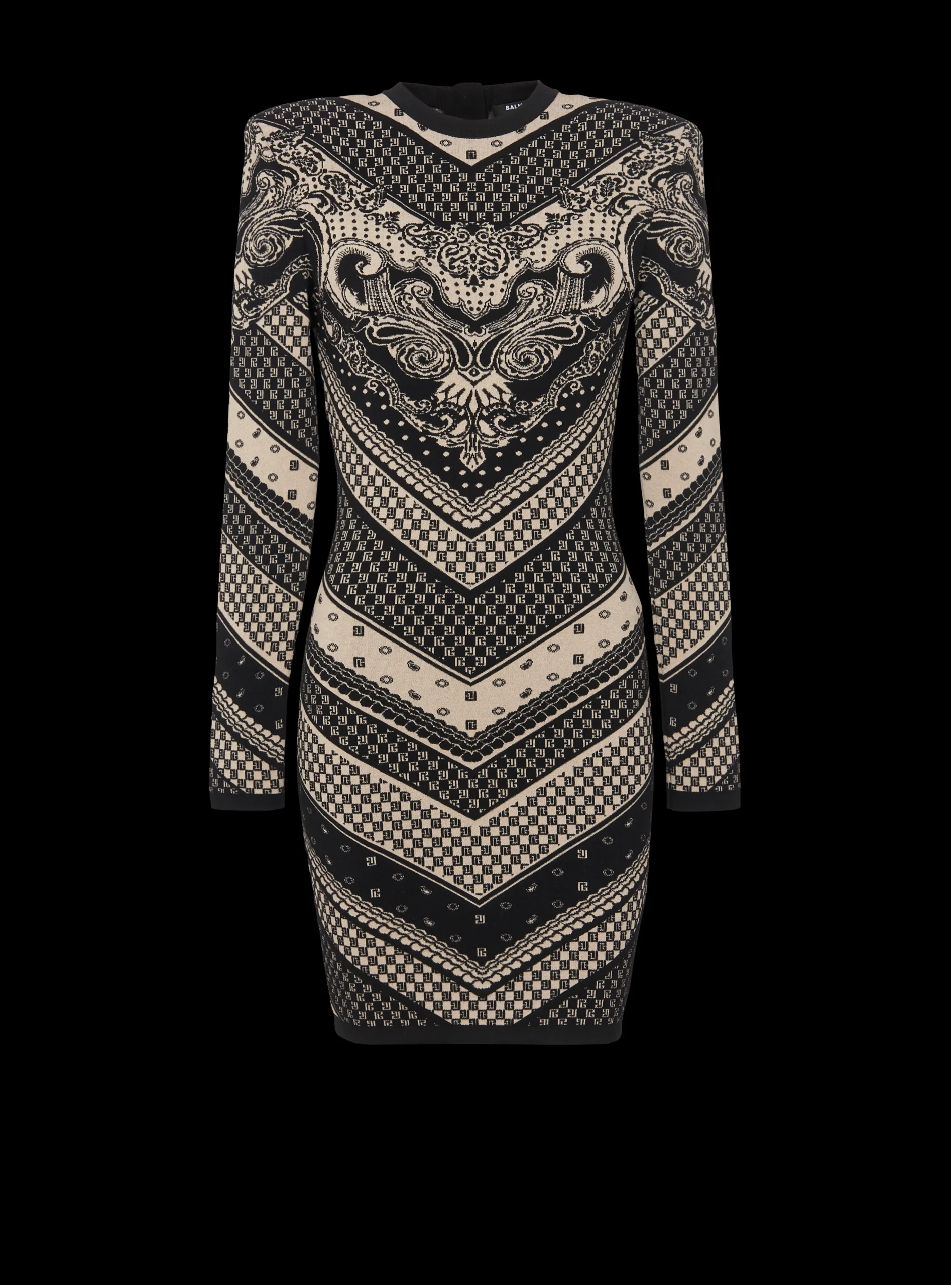 Monogram And Paisley Knit Short Dress-Balmain Cheap