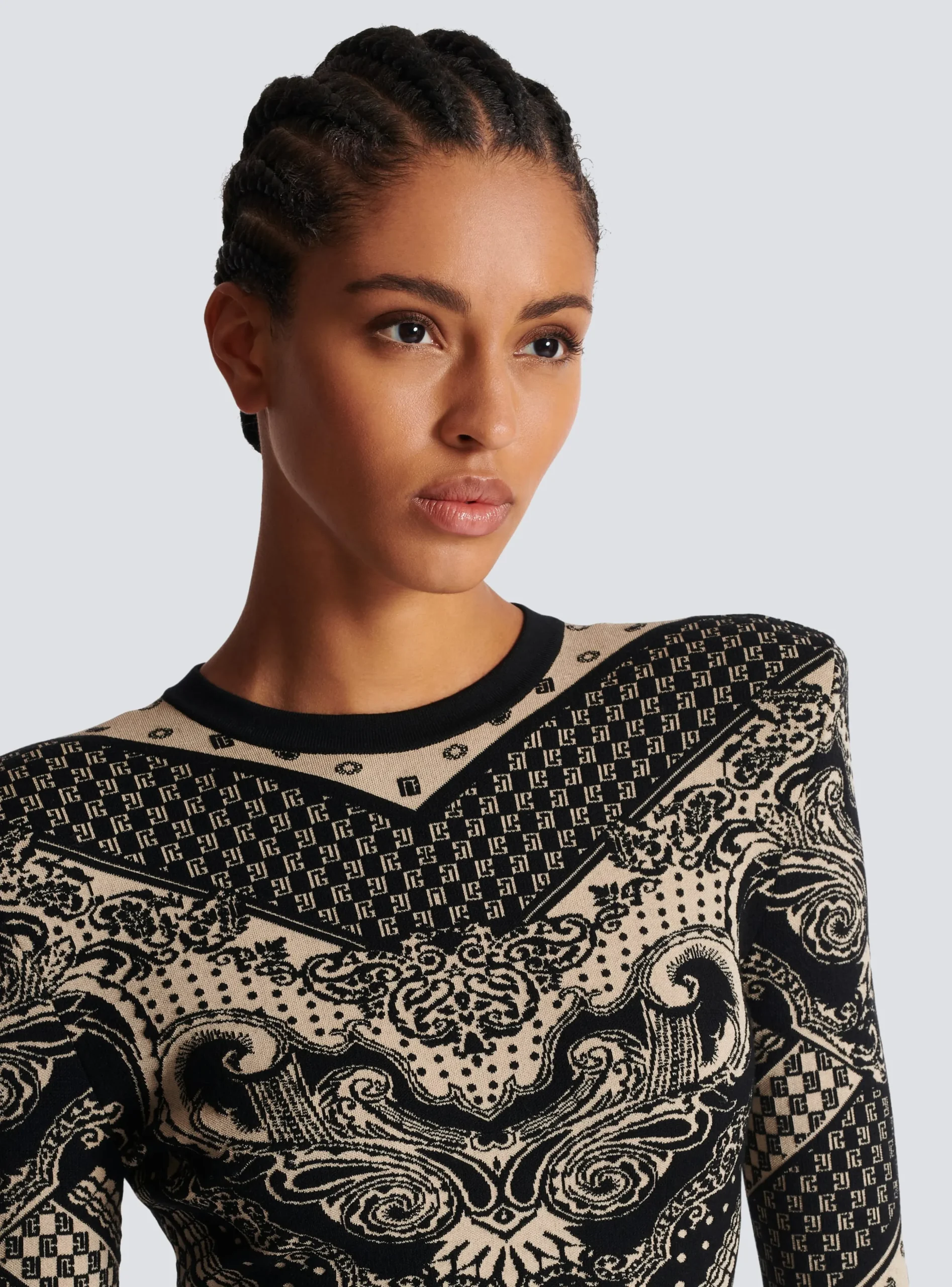 Monogram And Paisley Knit Short Dress-Balmain Cheap