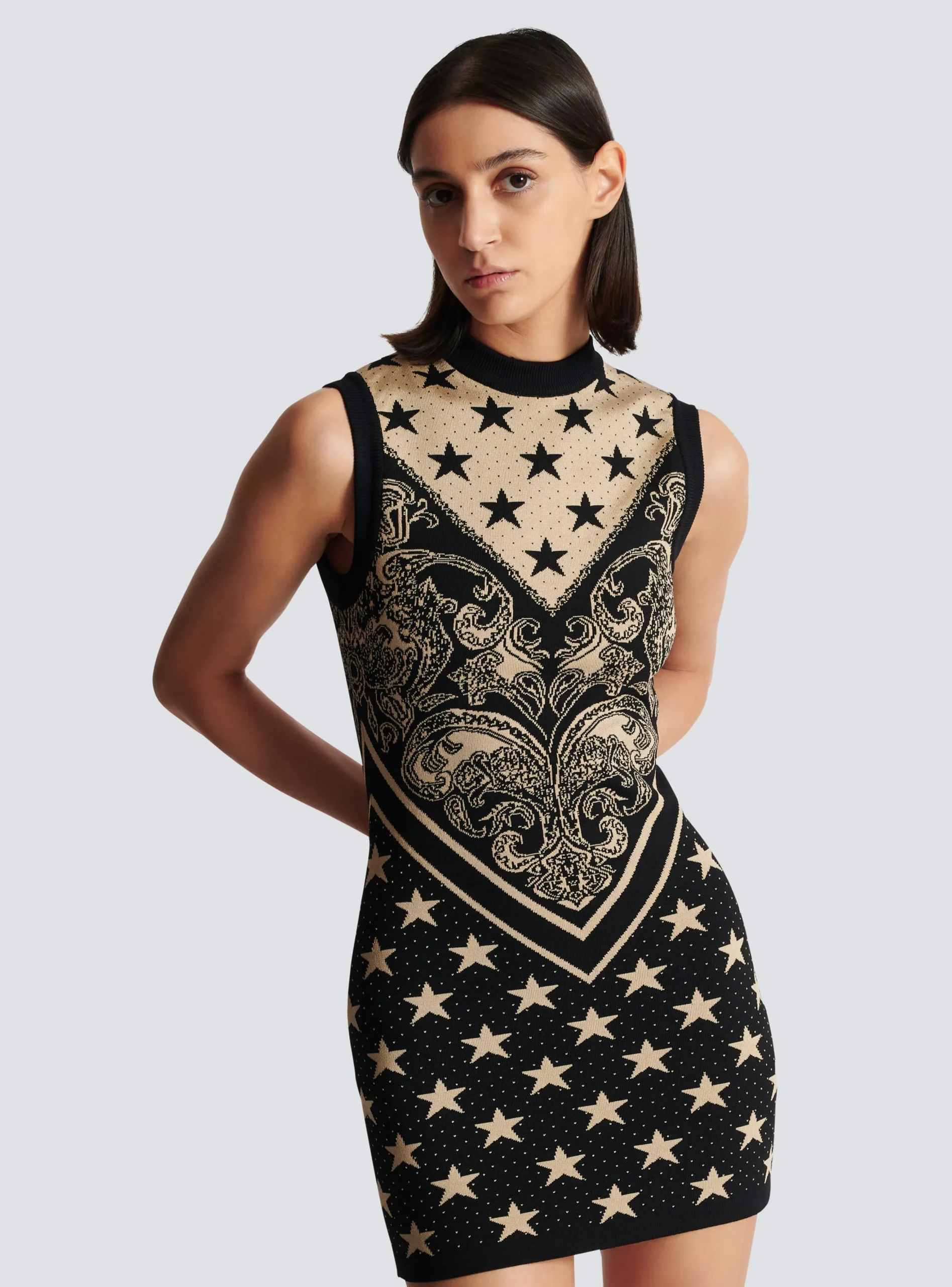 Monogram And Star Knit Short Dress-Balmain New