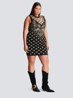Monogram And Star Knit Short Dress-Balmain New
