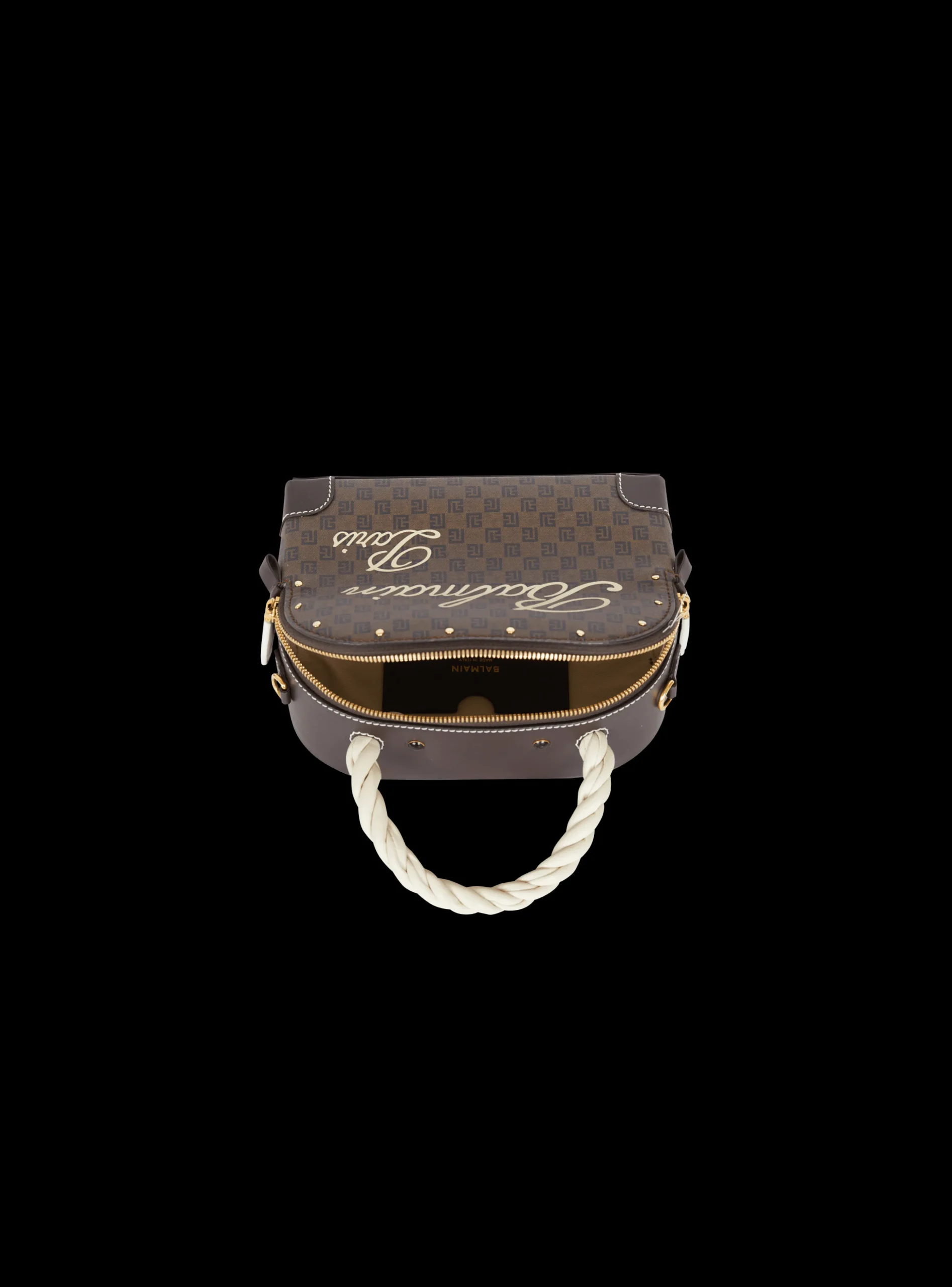 Monogram Canvas And Leather Make Up Bag-Balmain Hot