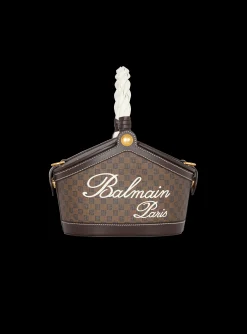 Monogram Canvas And Leather Bucket Bag-Balmain Clearance