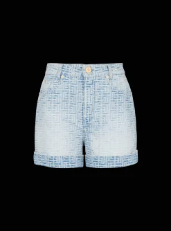 Monogram Denim Short-Balmain Clearance