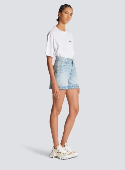 Monogram Denim Short-Balmain Clearance