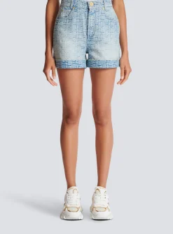 Monogram Denim Short-Balmain Clearance