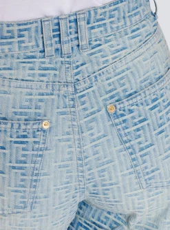 Monogram Denim Short-Balmain Clearance