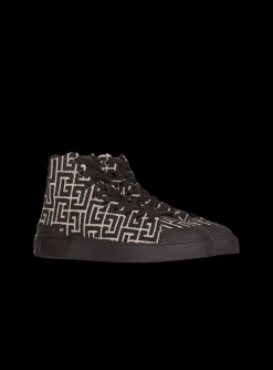 Monogram Jacquard B-Court High-top Sneakers-Balmain Flash Sale