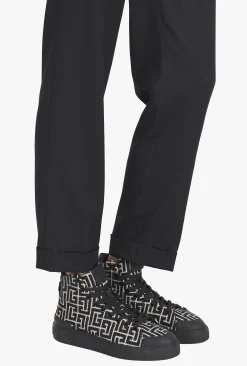 Monogram Jacquard B-Court High-top Sneakers-Balmain Flash Sale