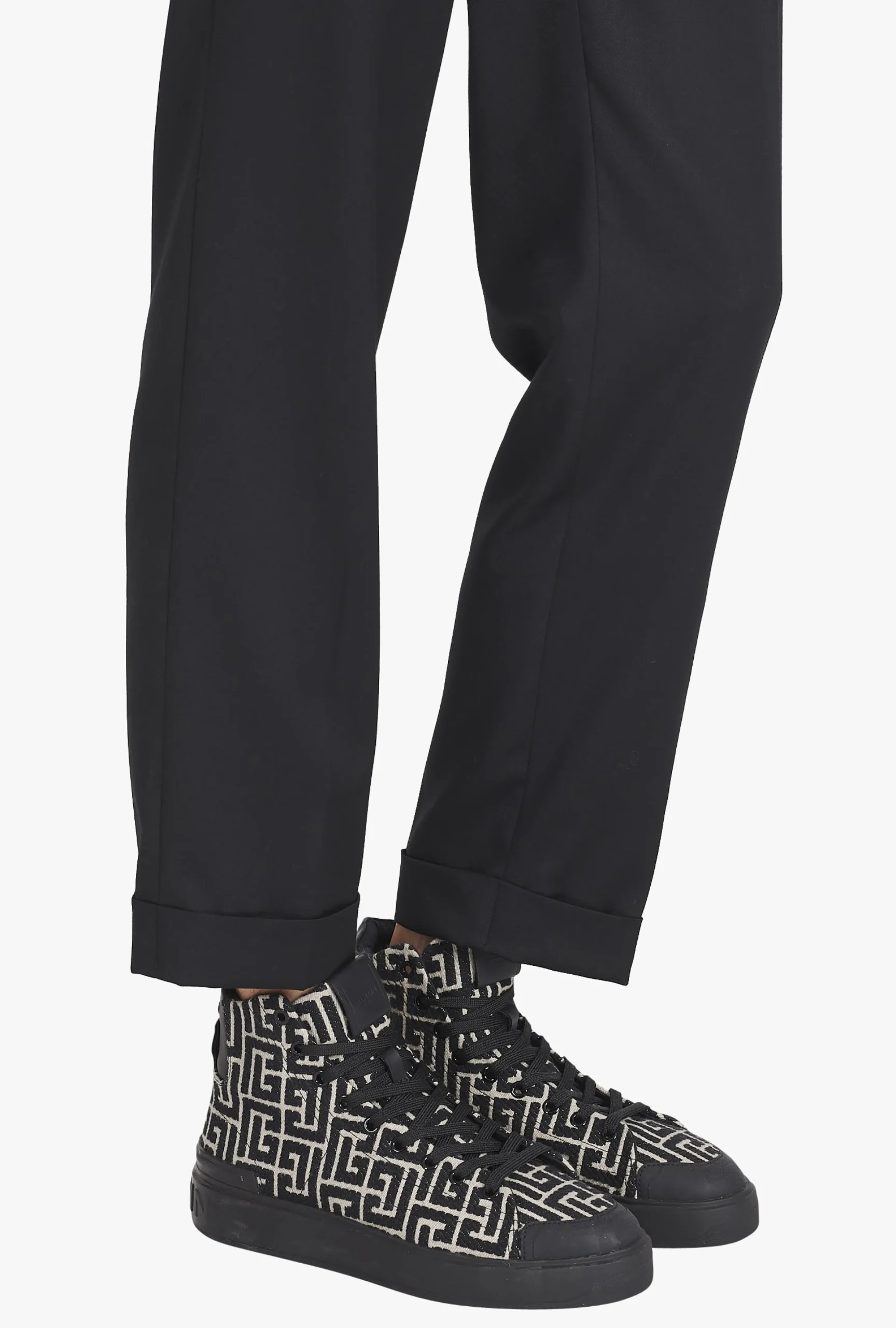 Monogram Jacquard B-Court High-top Sneakers-Balmain Flash Sale