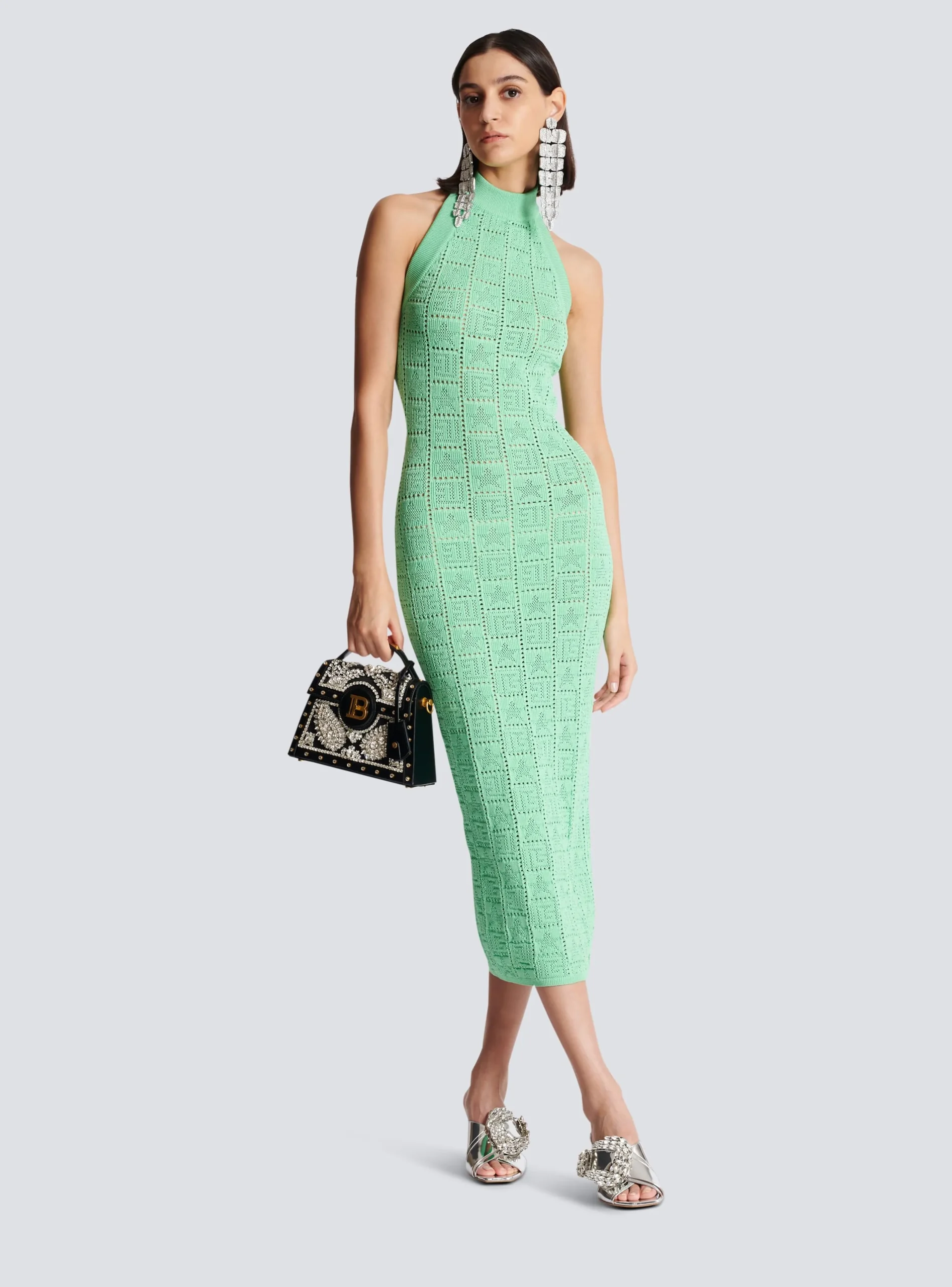 Monogram Knit Backless Dress-Balmain Discount