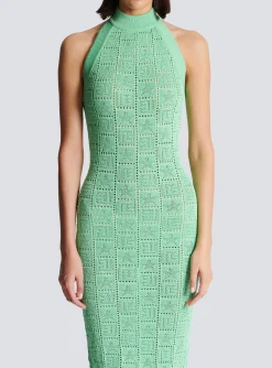 Monogram Knit Backless Dress-Balmain Discount