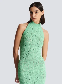 Monogram Knit Backless Dress-Balmain Discount