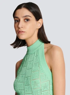 Monogram Knit Backless Dress-Balmain Discount