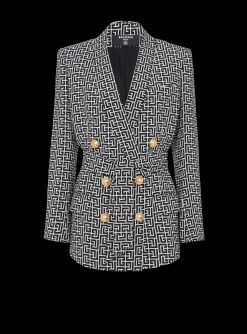 Monogram Printed Jacket With Shawl Collar-Balmain Store