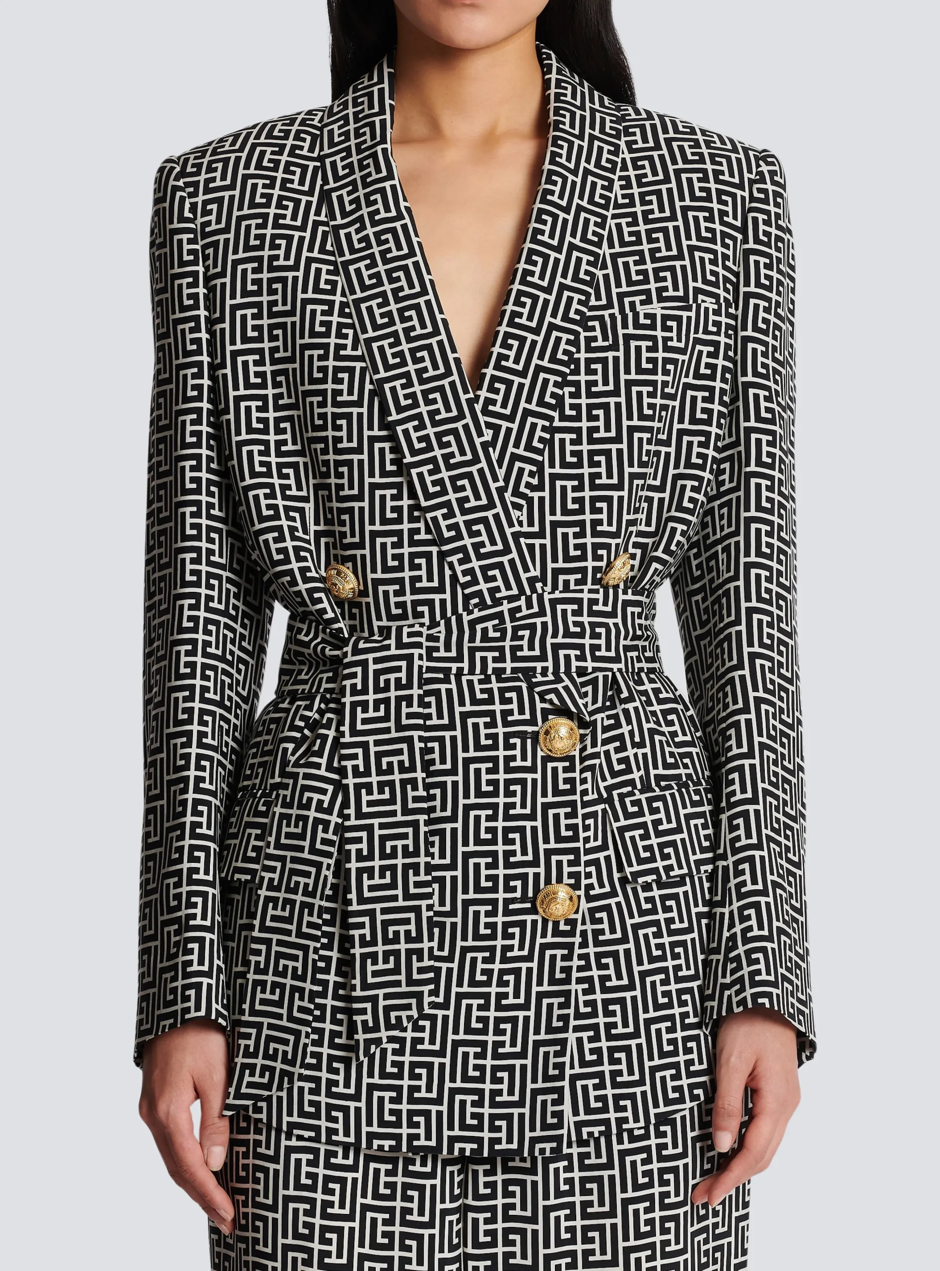 Monogram Printed Jacket With Shawl Collar-Balmain Store