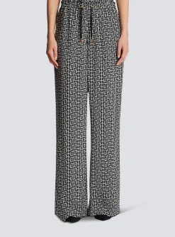Monogrammed Flowing Trousers-Balmain Shop