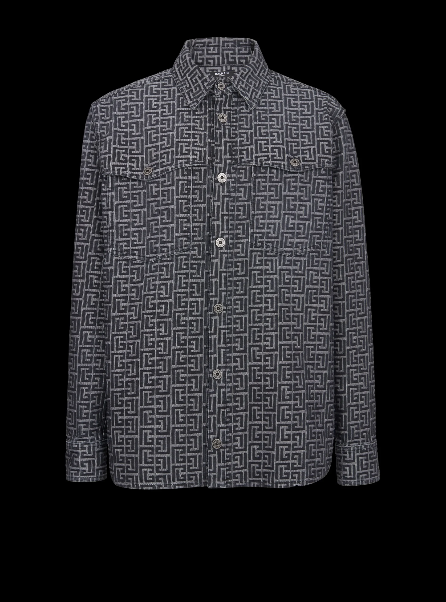 Monogrammed Jacquard Denim Shirt -Balmain Flash Sale