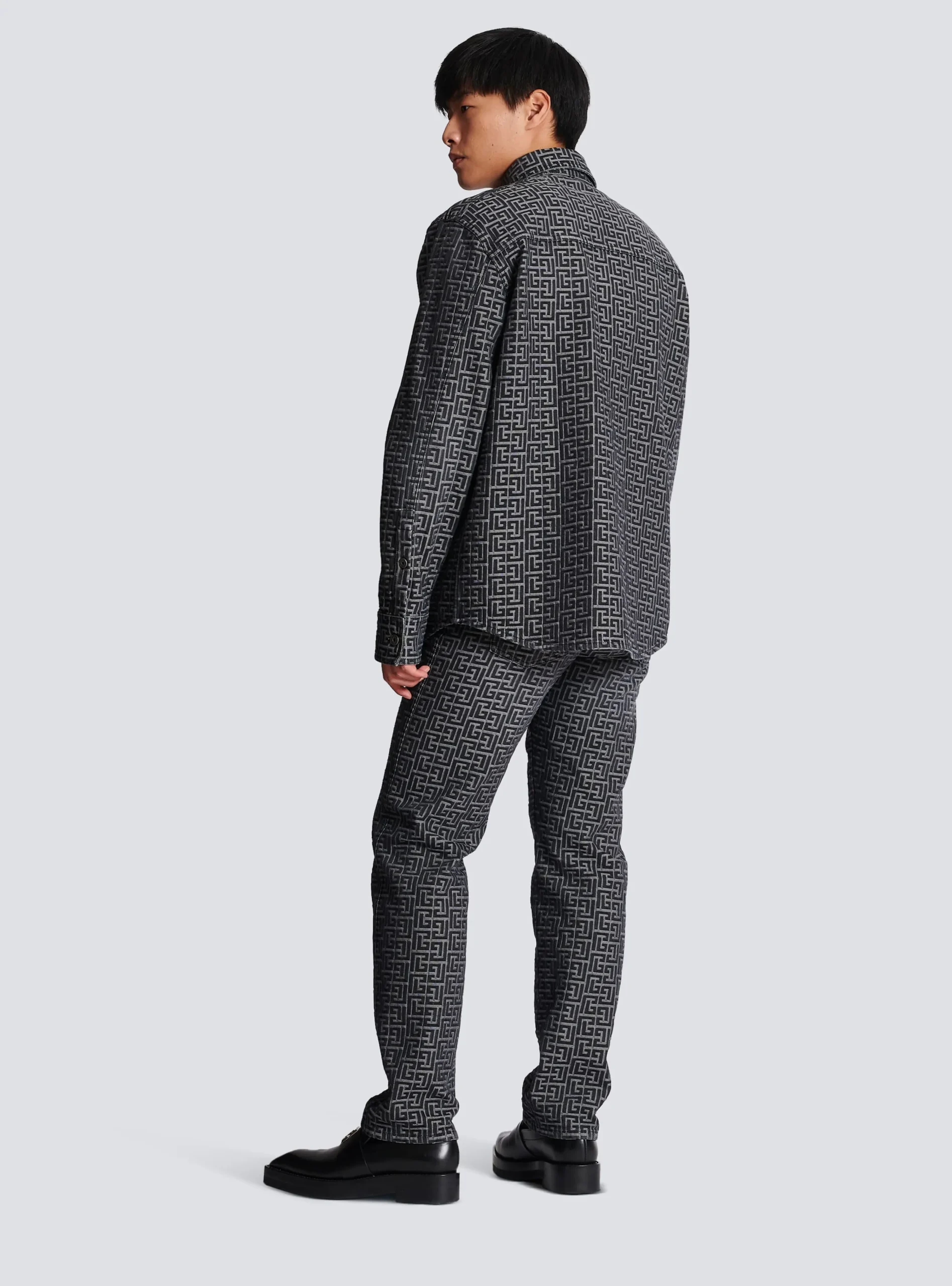 Monogrammed Jacquard Denim Shirt -Balmain Flash Sale