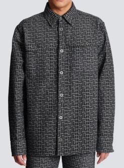 Monogrammed Jacquard Denim Shirt -Balmain Flash Sale