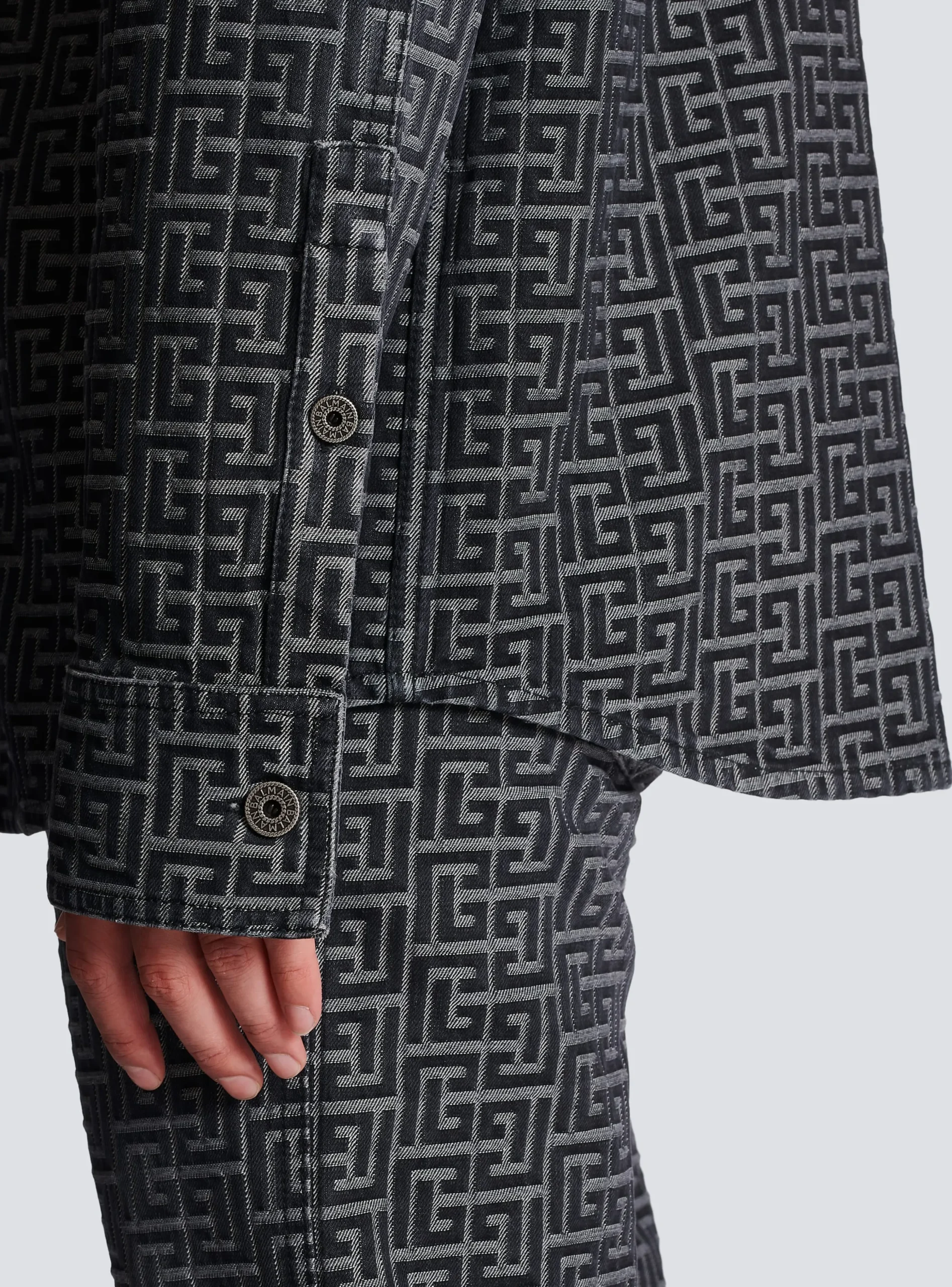 Monogrammed Jacquard Denim Shirt -Balmain Flash Sale