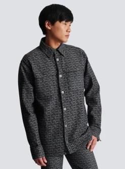 Monogrammed Jacquard Denim Shirt -Balmain Flash Sale