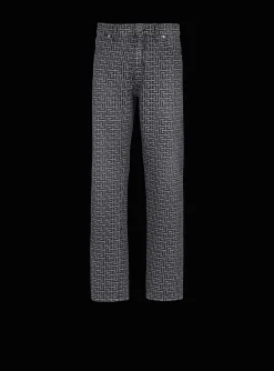 Monogrammed Jacquard Denim Jeans-Balmain Sale