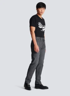 Monogrammed Jacquard Denim Jeans-Balmain Sale