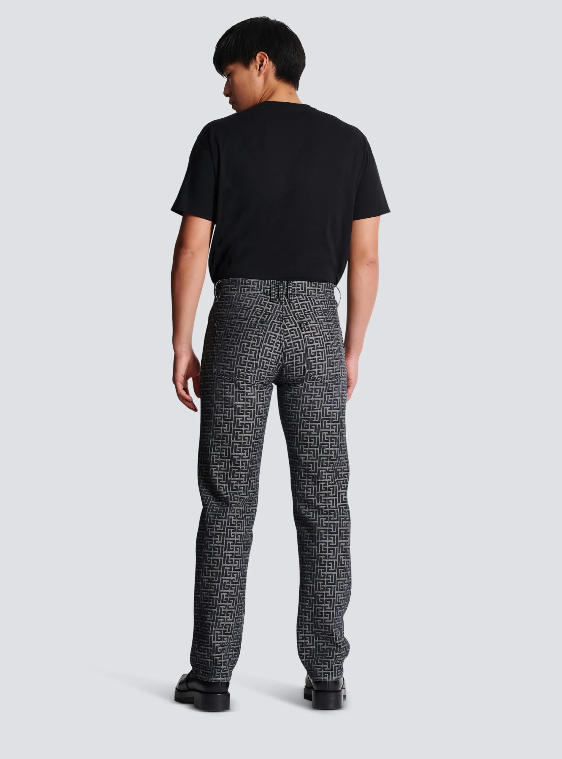 Monogrammed Jacquard Denim Jeans-Balmain Sale