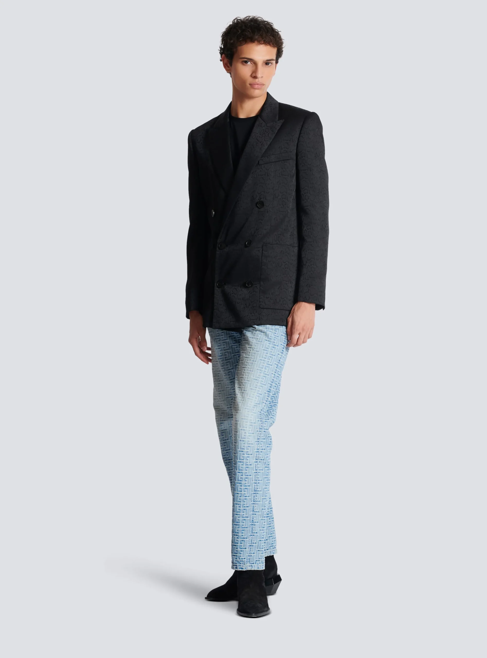 Monogrammed Jacquard Denim Jeans-Balmain Best