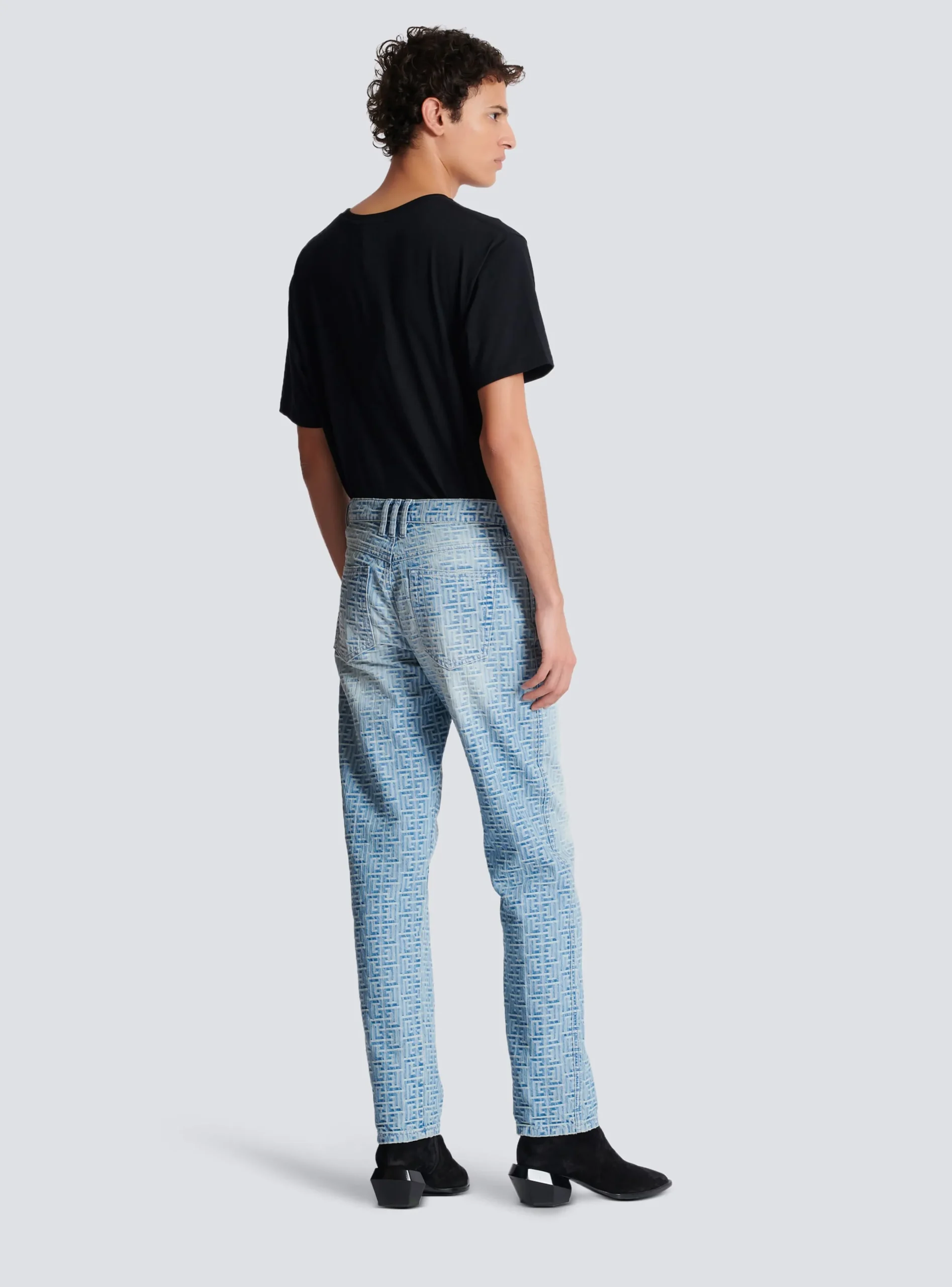 Monogrammed Jacquard Denim Jeans-Balmain Best