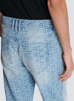 Monogrammed Jacquard Denim Jeans-Balmain Best