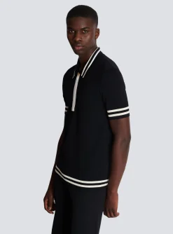 Monogrammed Jacquard Polo Shirt-Balmain Cheap