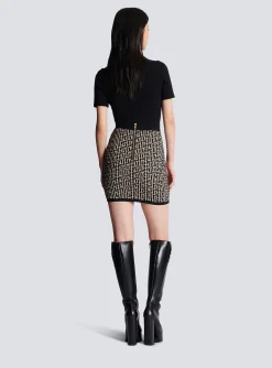 Monogrammed Knit Skirt-Balmain Cheap