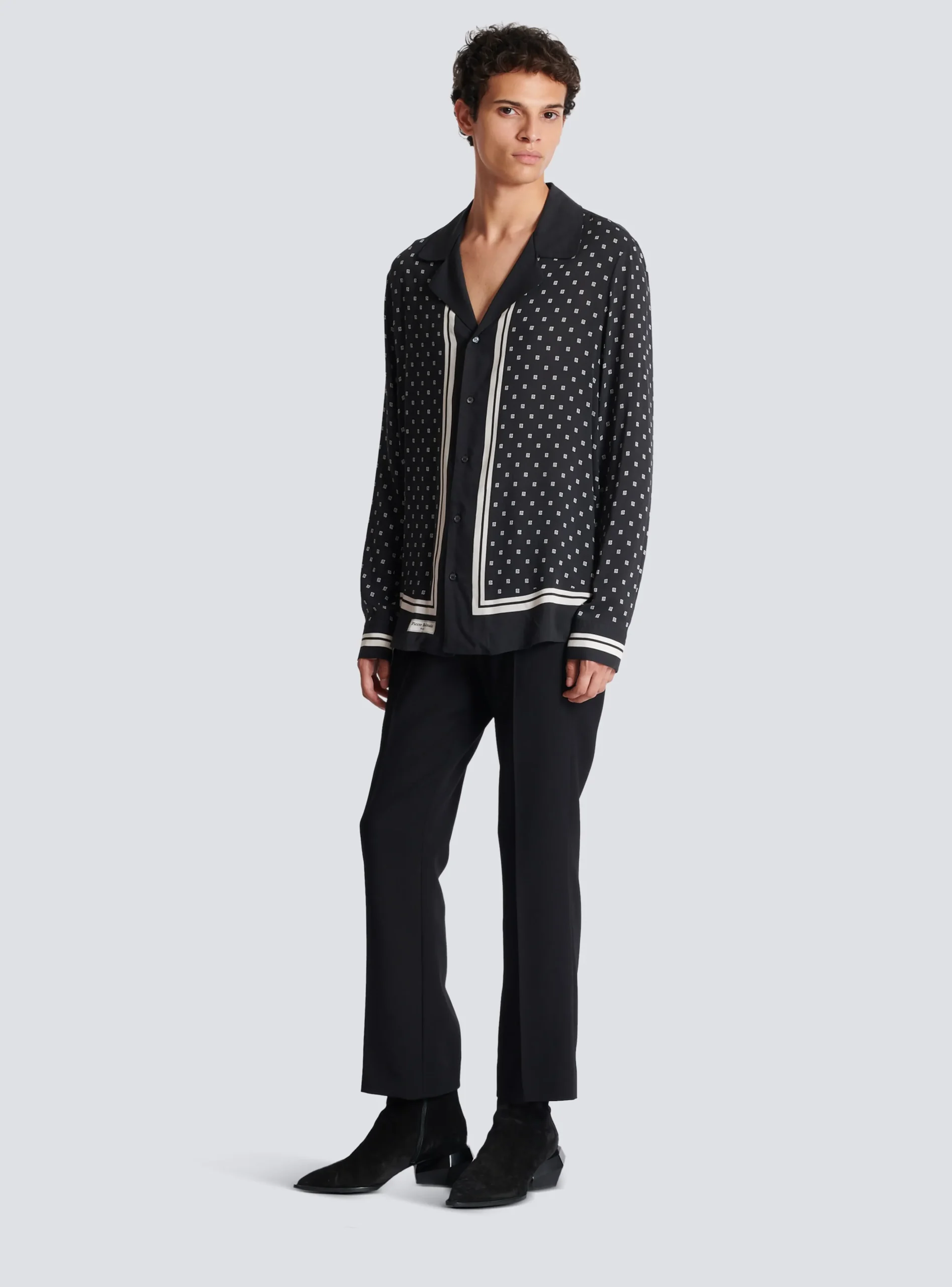 Monogrammed Scarf-print Shirt-Balmain Fashion