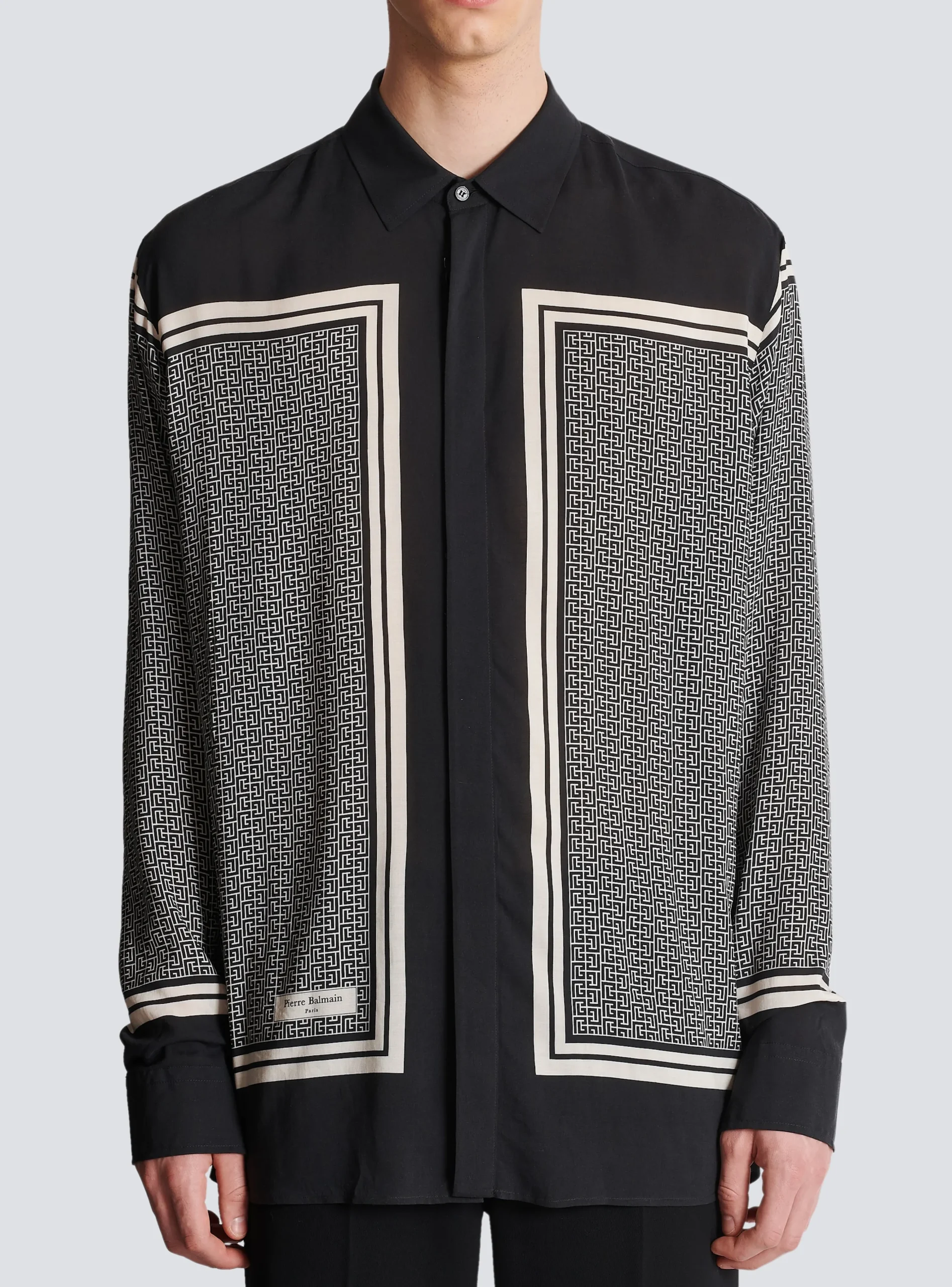 Monogrammed Scarf-print Shirt-Balmain Fashion