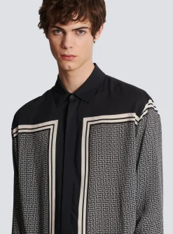 Monogrammed Scarf-print Shirt-Balmain Fashion