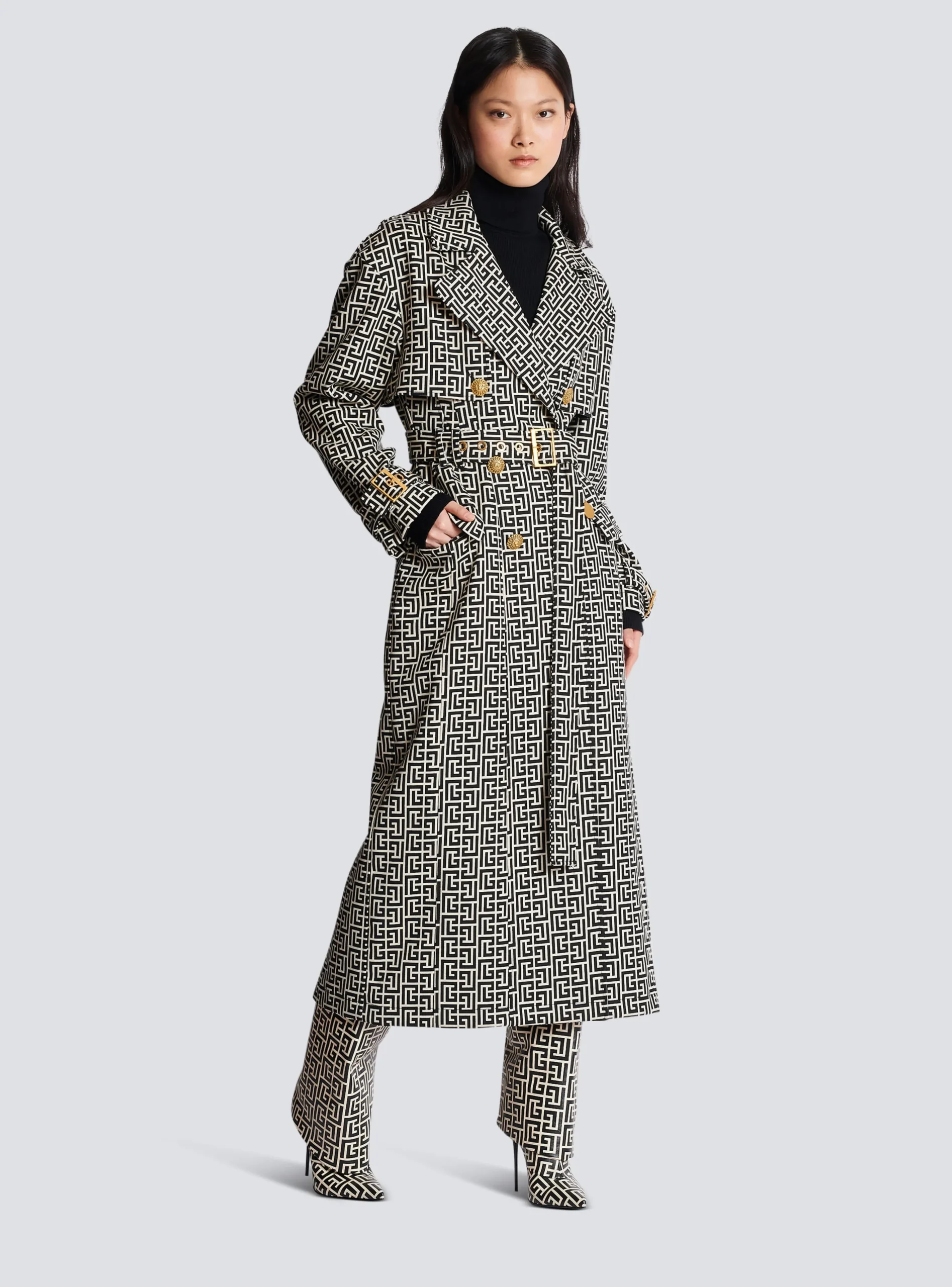 Monogrammed Trench Coat-Balmain Discount