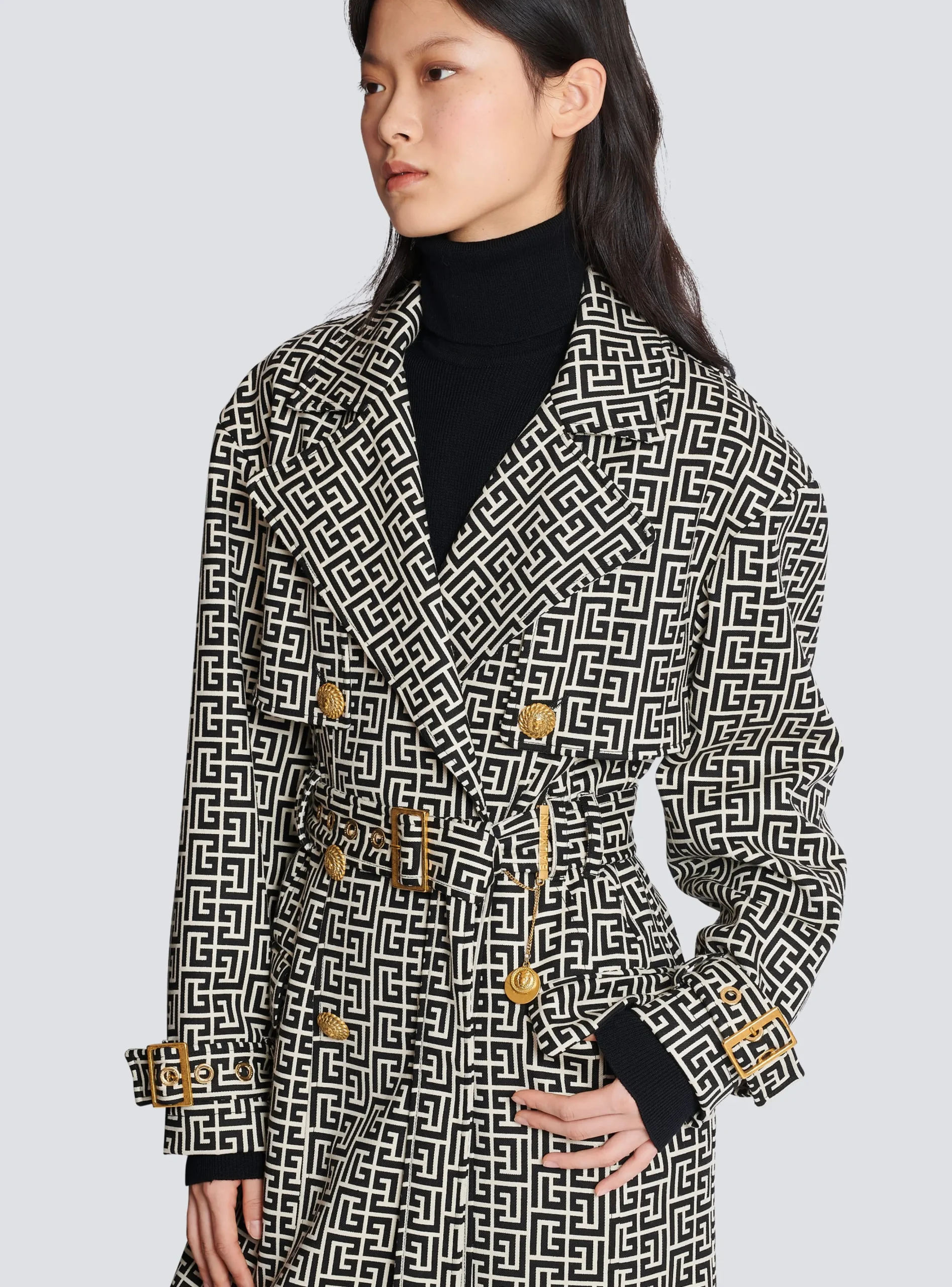 Monogrammed Trench Coat-Balmain Discount